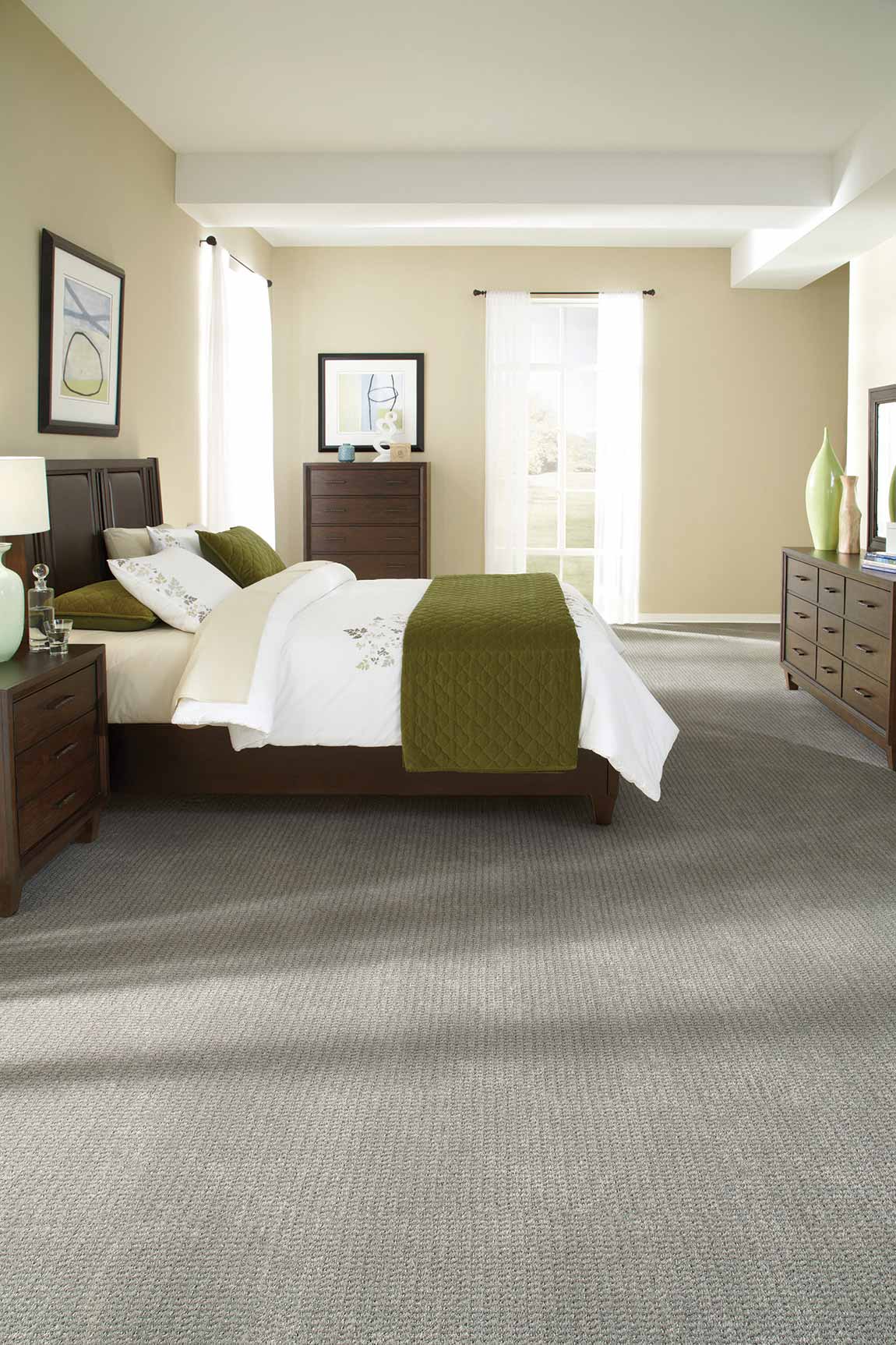 Modern Contemporary Bedroom Greens Purples Blues Carpet